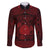 Personalized Brecknockshire Sir Frycheiniog Family Matching Off The Shoulder Long Sleeve Dress and Hawaiian Shirt Red Brecon Beacons Mountain Celtic-inspired - Wonder Print Shop