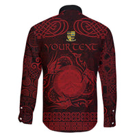 Personalized Brecknockshire Sir Frycheiniog Family Matching Off The Shoulder Long Sleeve Dress and Hawaiian Shirt Red Brecon Beacons Mountain Celtic-inspired - Wonder Print Shop