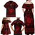 Personalized Brecknockshire Sir Frycheiniog Family Matching Off Shoulder Maxi Dress and Hawaiian Shirt Red Brecon Beacons Mountain Celtic-inspired - Wonder Print Shop