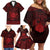 Personalized Brecknockshire Sir Frycheiniog Family Matching Off Shoulder Short Dress and Hawaiian Shirt Red Brecon Beacons Mountain Celtic-inspired - Wonder Print Shop