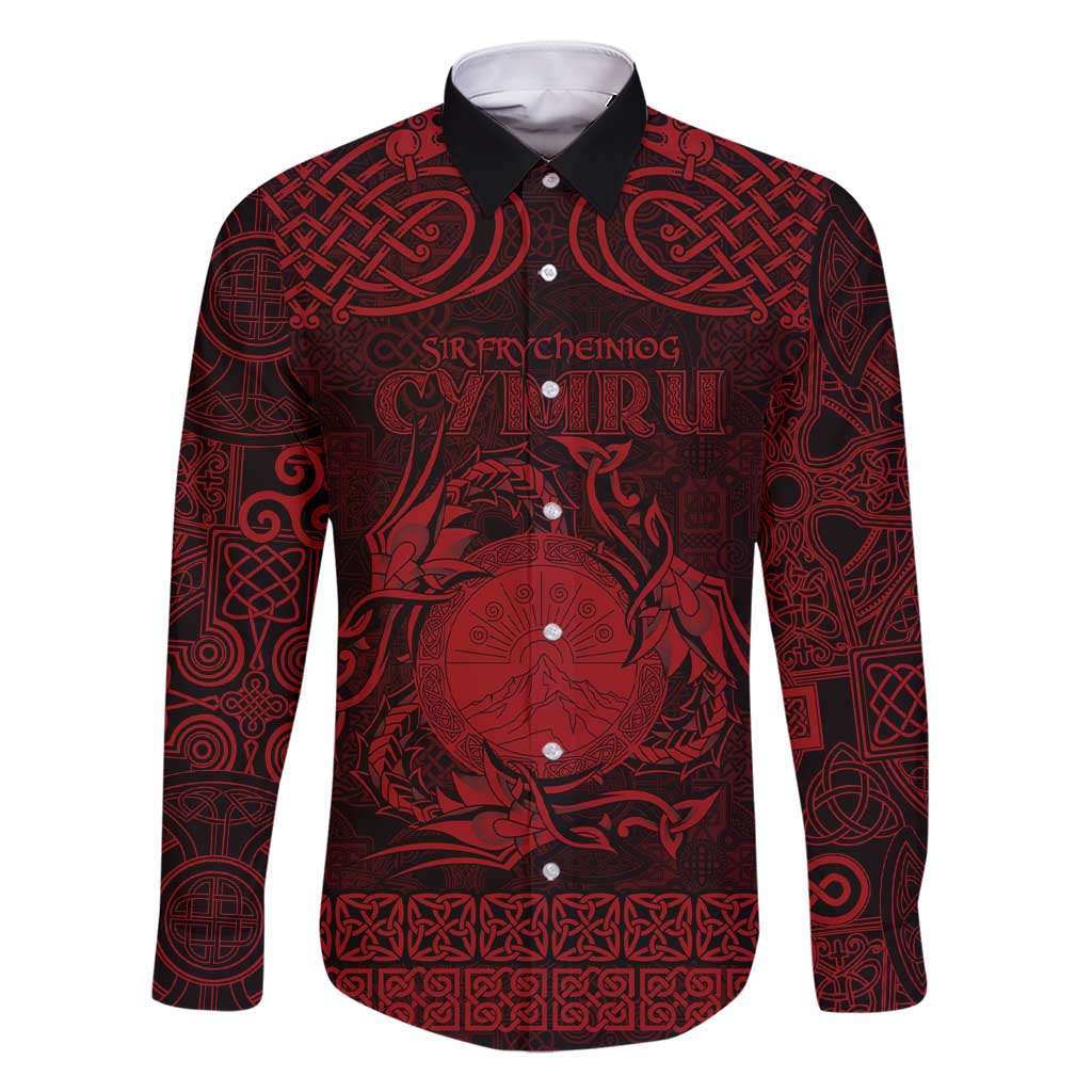 Personalized Brecknockshire Sir Frycheiniog Family Matching Short Sleeve Bodycon Dress and Hawaiian Shirt Red Brecon Beacons Mountain Celtic-inspired - Wonder Print Shop