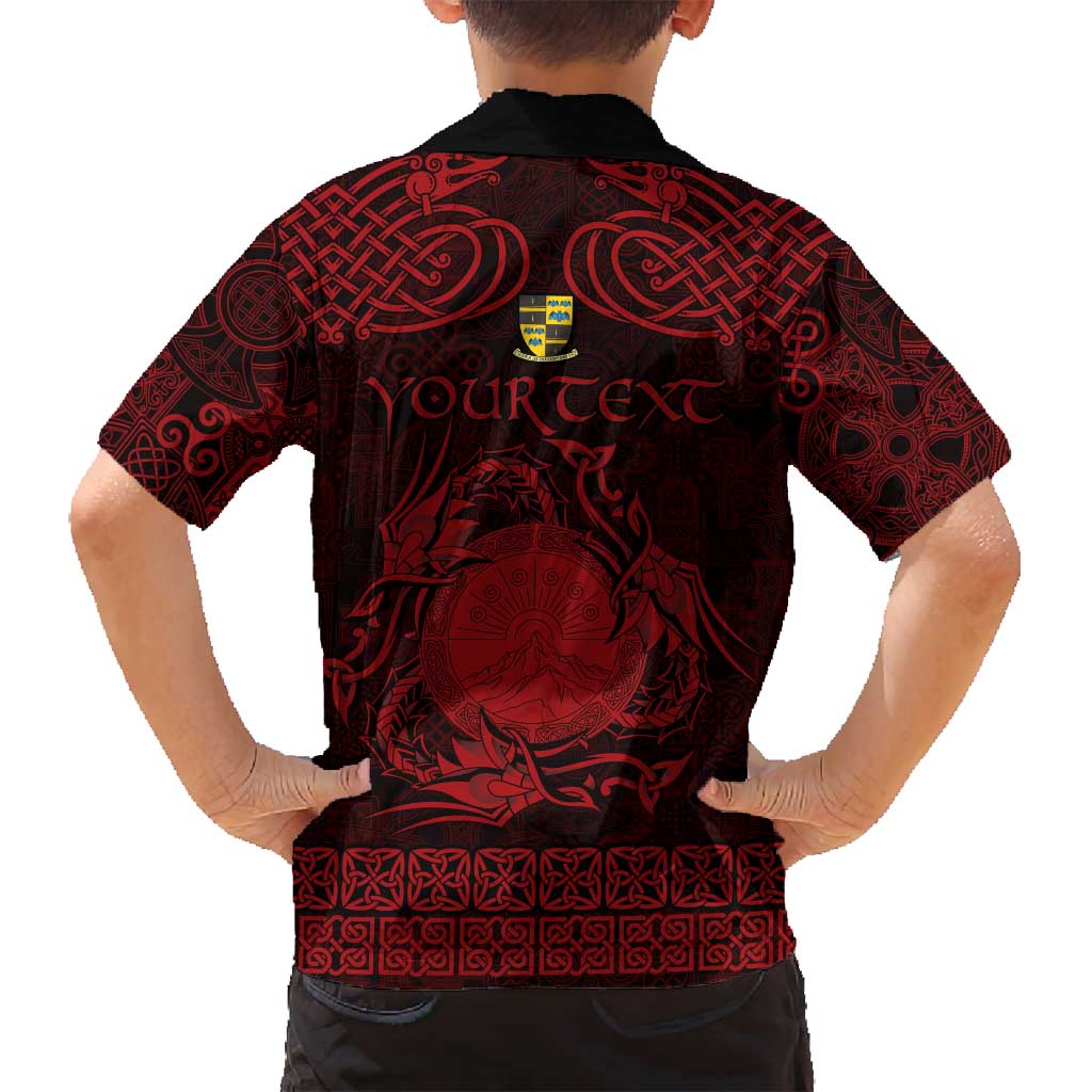 Personalized Brecknockshire Sir Frycheiniog Family Matching Summer Maxi Dress and Hawaiian Shirt Red Brecon Beacons Mountain Celtic-inspired - Wonder Print Shop