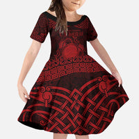 Personalized Brecknockshire Sir Frycheiniog Family Matching Summer Maxi Dress and Hawaiian Shirt Red Brecon Beacons Mountain Celtic-inspired - Wonder Print Shop