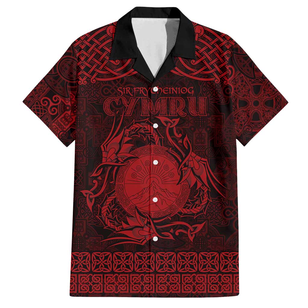 Personalized Brecknockshire Sir Frycheiniog Family Matching Summer Maxi Dress and Hawaiian Shirt Red Brecon Beacons Mountain Celtic-inspired - Wonder Print Shop