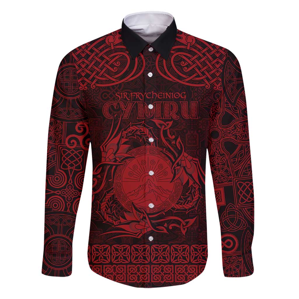 Personalized Brecknockshire Sir Frycheiniog Family Matching Summer Maxi Dress and Hawaiian Shirt Red Brecon Beacons Mountain Celtic-inspired - Wonder Print Shop
