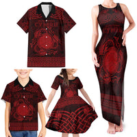 Personalized Brecknockshire Sir Frycheiniog Family Matching Tank Maxi Dress and Hawaiian Shirt Red Brecon Beacons Mountain Celtic-inspired - Wonder Print Shop