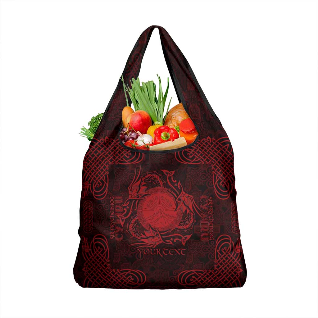 Personalized Brecknockshire Sir Frycheiniog Grocery Bag Red Brecon Beacons Mountain Celtic-inspired - Wonder Print Shop