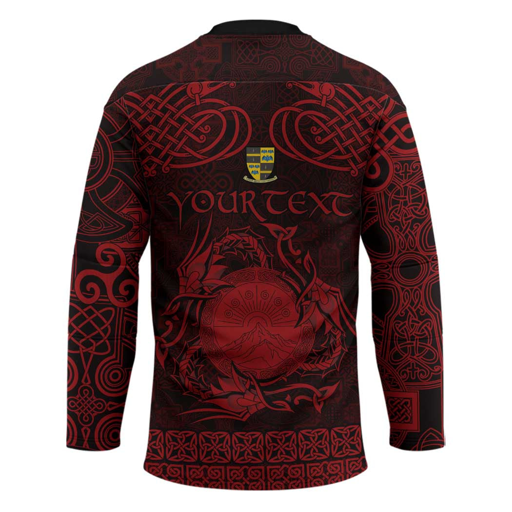 Personalized Brecknockshire Sir Frycheiniog Hockey Jersey Red Brecon Beacons Mountain Celtic-inspired - Wonder Print Shop