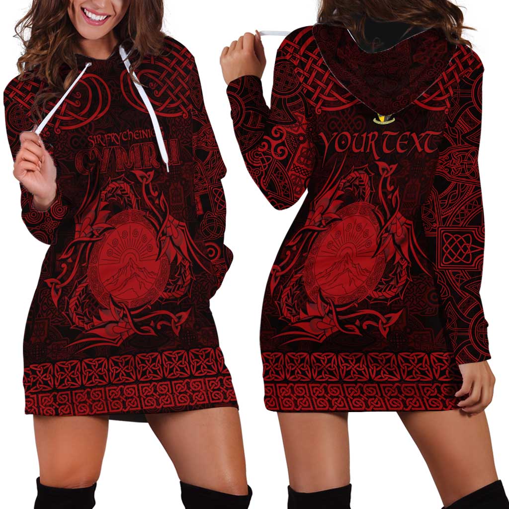 Personalized Brecknockshire Sir Frycheiniog Hoodie Dress Red Brecon Beacons Mountain Celtic-inspired - Wonder Print Shop