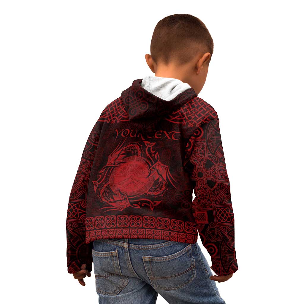 Personalized Brecknockshire Sir Frycheiniog Kid Hoodie Red Brecon Beacons Mountain Celtic-inspired - Wonder Print Shop