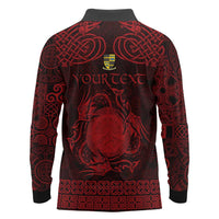 Personalized Brecknockshire Sir Frycheiniog Long Sleeve Polo Shirt Red Brecon Beacons Mountain Celtic-inspired - Wonder Print Shop