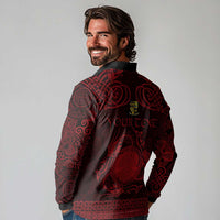 Personalized Brecknockshire Sir Frycheiniog Long Sleeve Polo Shirt Red Brecon Beacons Mountain Celtic-inspired - Wonder Print Shop