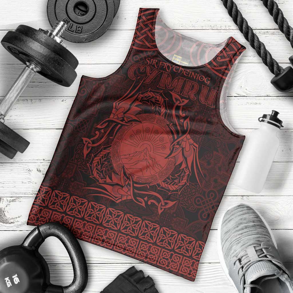 Personalized Brecknockshire Sir Frycheiniog Men Tank Top Red Brecon Beacons Mountain Celtic-inspired - Wonder Print Shop