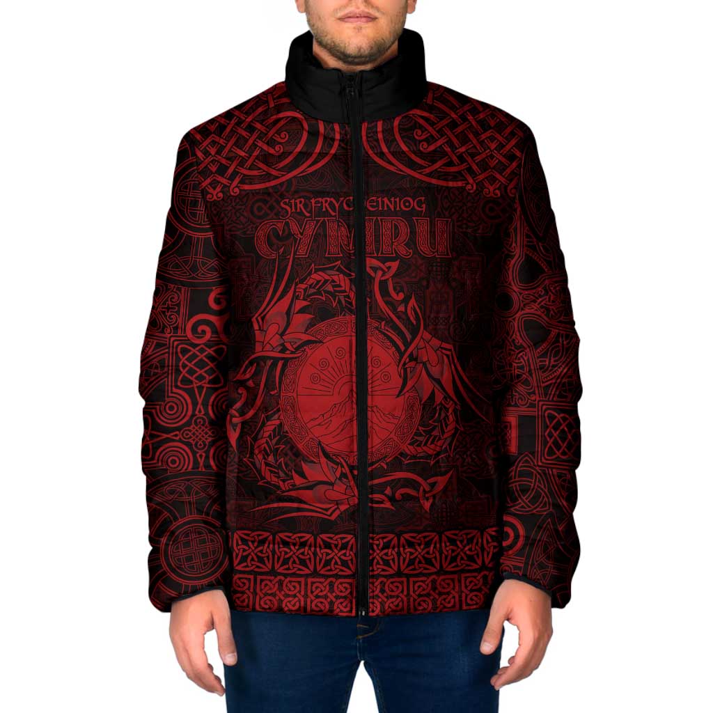 Personalized Brecknockshire Sir Frycheiniog Padded Jacket Red Brecon Beacons Mountain Celtic-inspired - Wonder Print Shop