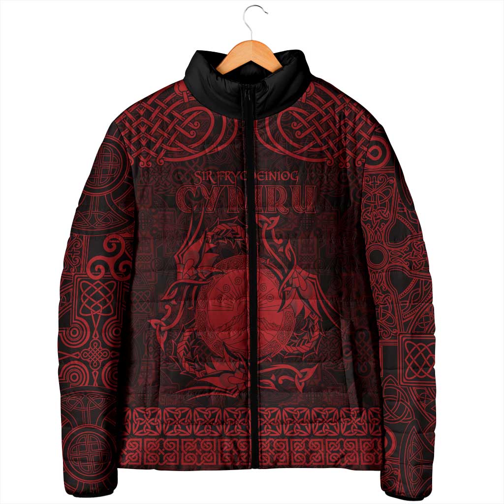 Personalized Brecknockshire Sir Frycheiniog Padded Jacket Red Brecon Beacons Mountain Celtic-inspired - Wonder Print Shop