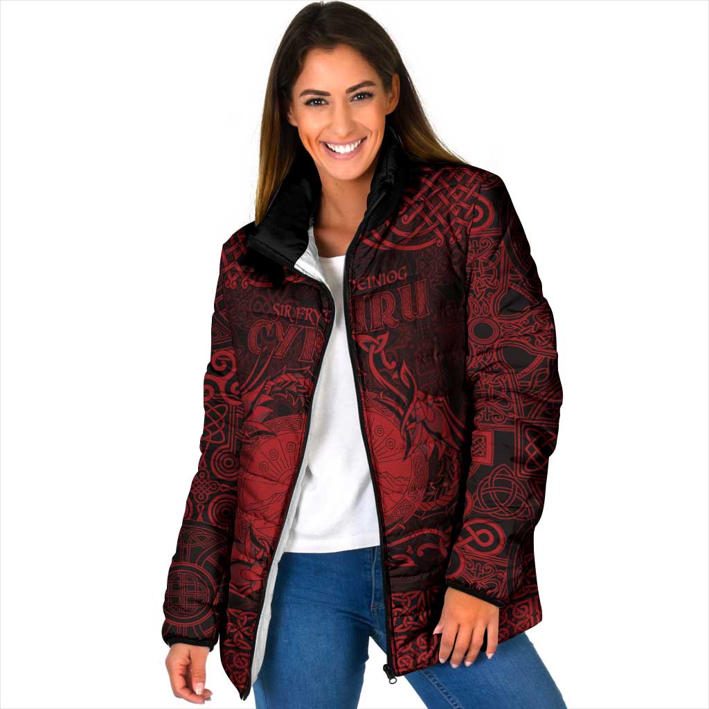 Personalized Brecknockshire Sir Frycheiniog Padded Jacket Red Brecon Beacons Mountain Celtic-inspired - Wonder Print Shop