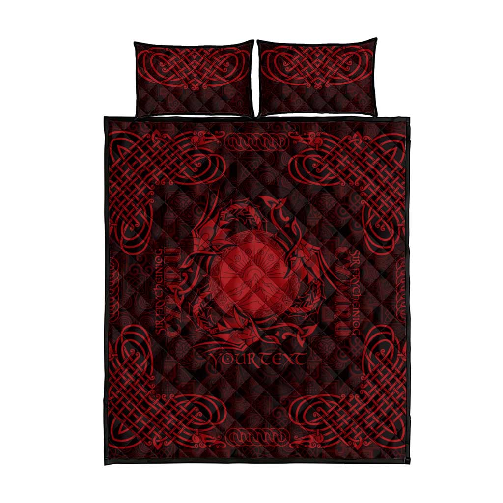 Personalized Brecknockshire Sir Frycheiniog Quilt Bed Set Red Brecon Beacons Mountain Celtic-inspired - Wonder Print Shop