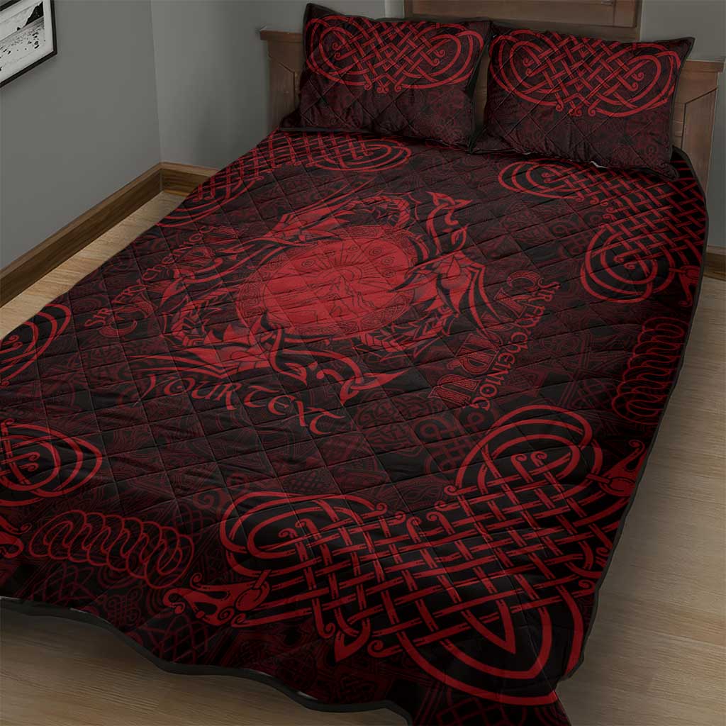 Personalized Brecknockshire Sir Frycheiniog Quilt Bed Set Red Brecon Beacons Mountain Celtic-inspired - Wonder Print Shop