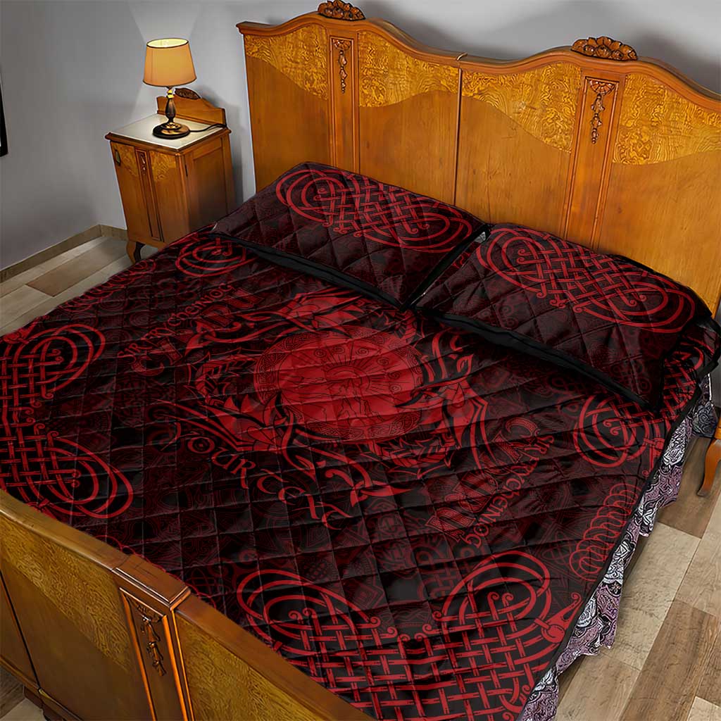 Personalized Brecknockshire Sir Frycheiniog Quilt Bed Set Red Brecon Beacons Mountain Celtic-inspired - Wonder Print Shop