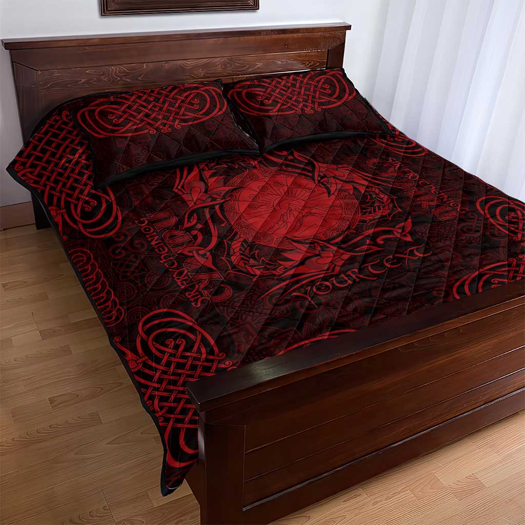 Personalized Brecknockshire Sir Frycheiniog Quilt Bed Set Red Brecon Beacons Mountain Celtic-inspired - Wonder Print Shop