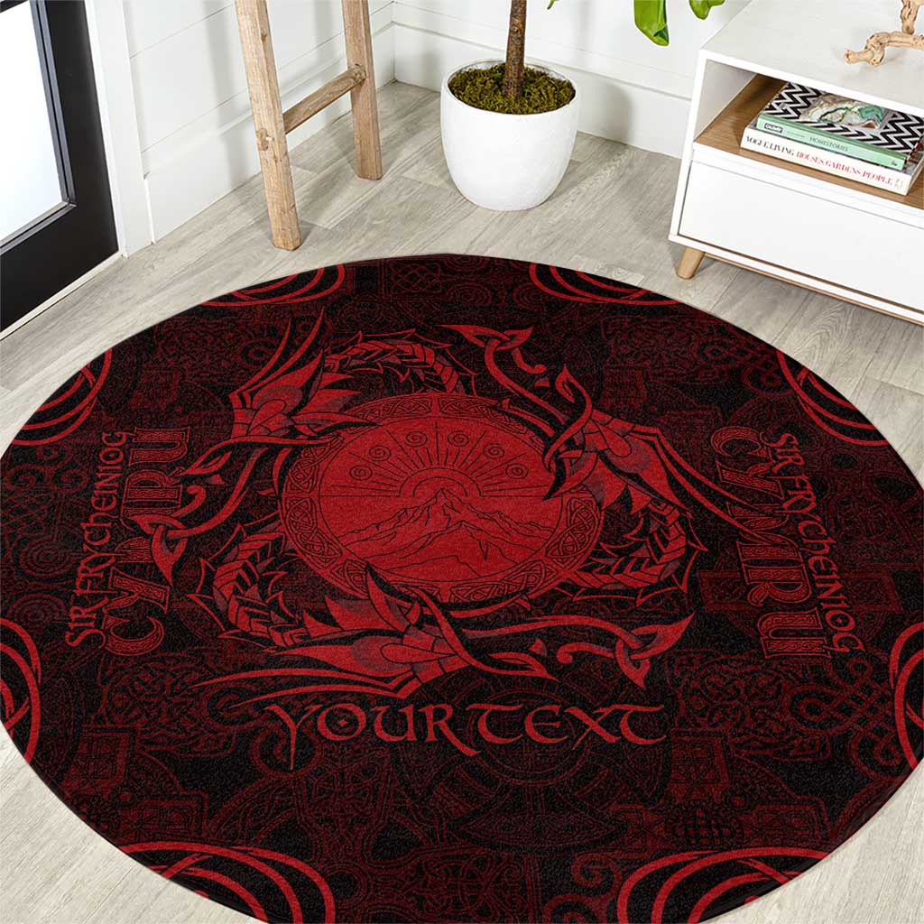 Personalized Brecknockshire Sir Frycheiniog Round Carpet Red Brecon Beacons Mountain Celtic-inspired - Wonder Print Shop