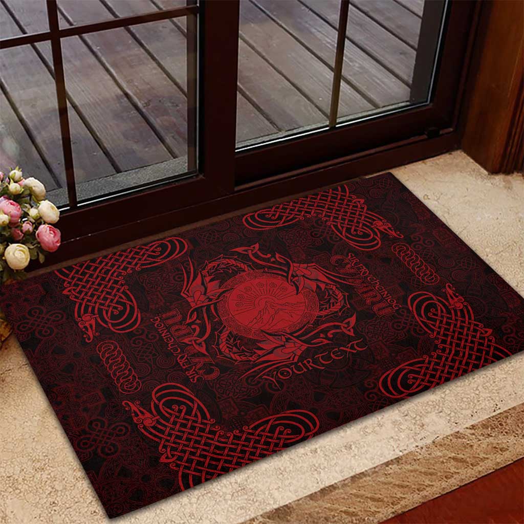 Personalized Brecknockshire Sir Frycheiniog Rubber Doormat Red Brecon Beacons Mountain Celtic-inspired - Wonder Print Shop