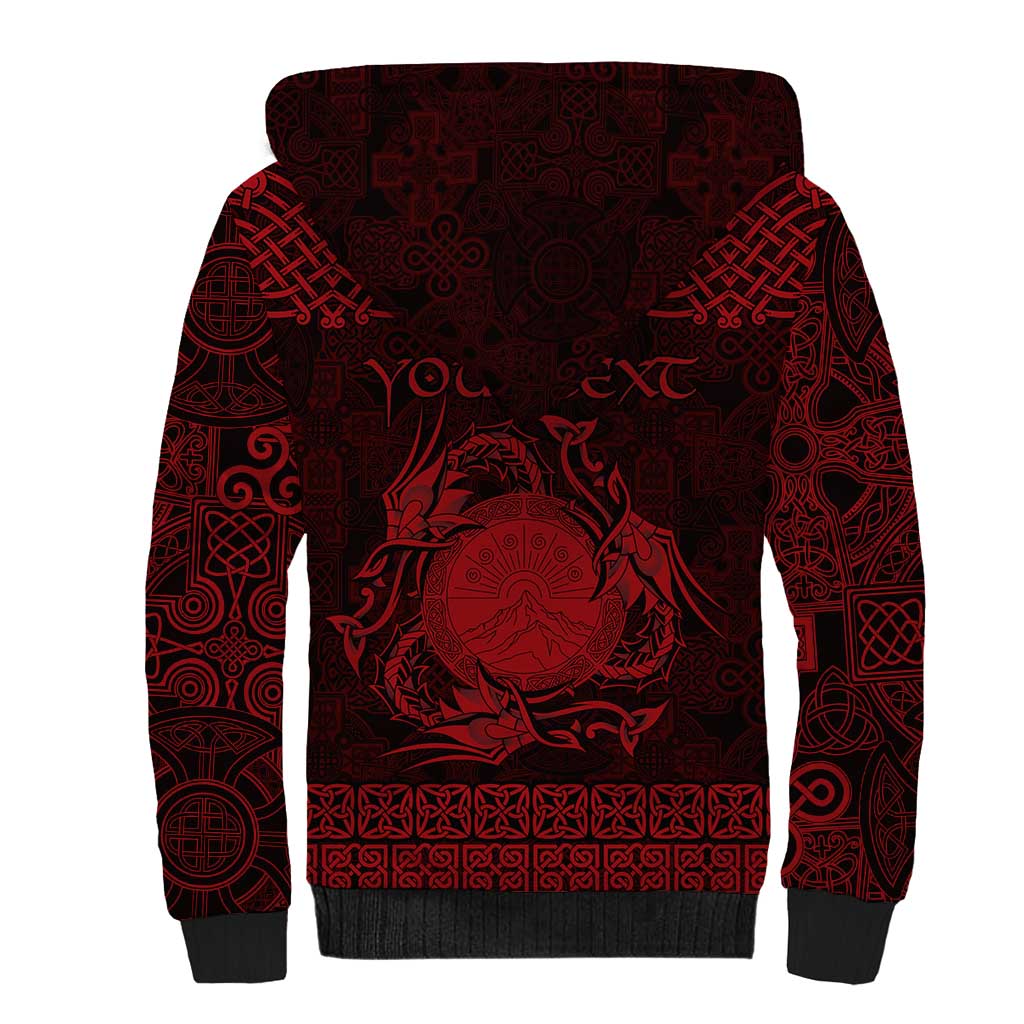 Personalized Brecknockshire Sir Frycheiniog Sherpa Hoodie Red Brecon Beacons Mountain Celtic-inspired - Wonder Print Shop