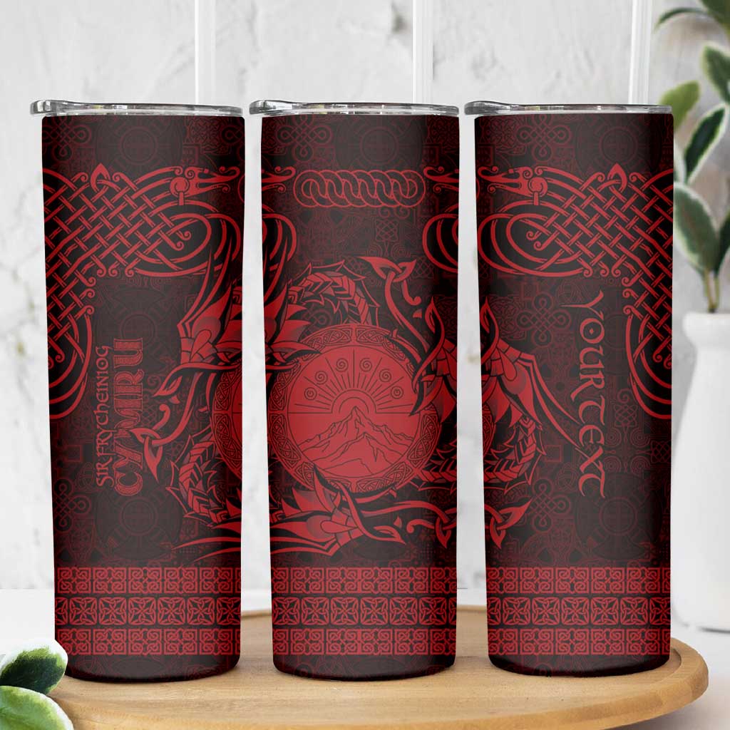 Personalized Brecknockshire Sir Frycheiniog Skinny Tumbler Red Brecon Beacons Mountain Celtic-inspired - Wonder Print Shop
