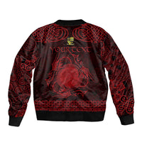 Personalized Brecknockshire Sir Frycheiniog Sleeve Zip Bomber Jacket Red Brecon Beacons Mountain Celtic-inspired - Wonder Print Shop