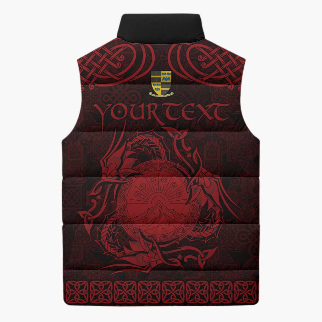 Personalized Brecknockshire Sir Frycheiniog Sleeveless Puffer Jacket Red Brecon Beacons Mountain Celtic-inspired - Wonder Print Shop