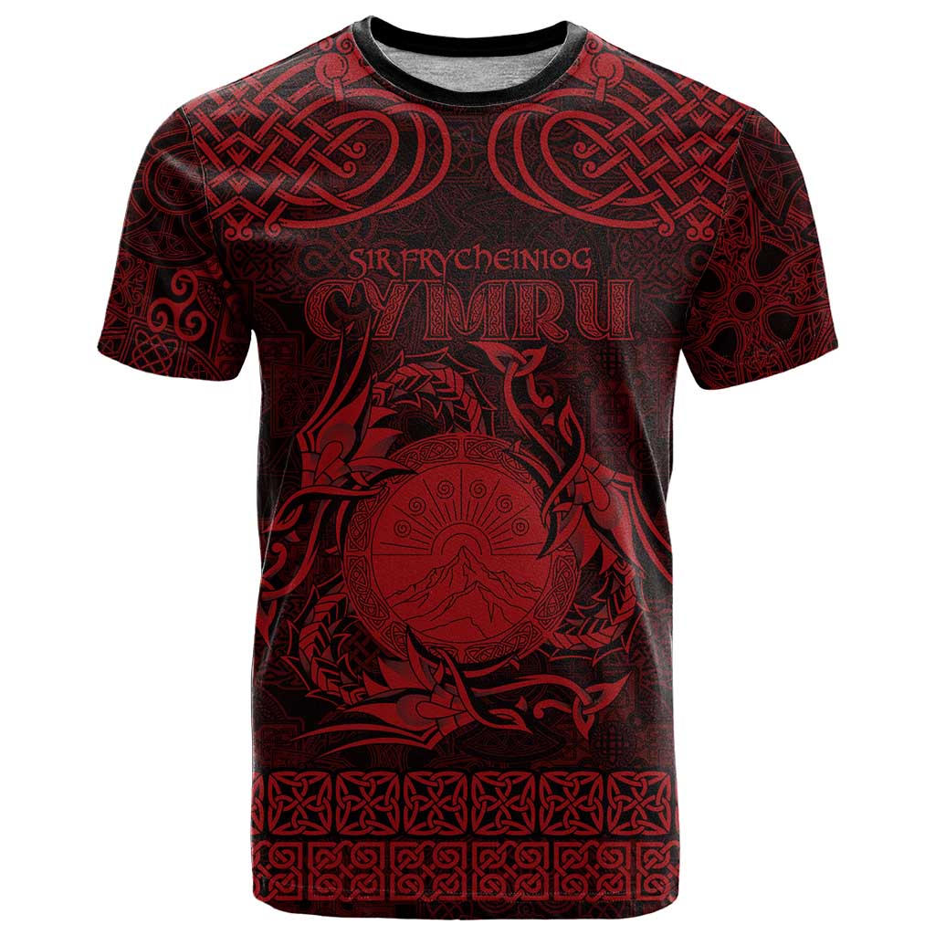 Personalized Brecknockshire Sir Frycheiniog T Shirt Red Brecon Beacons Mountain Celtic-inspired - Wonder Print Shop