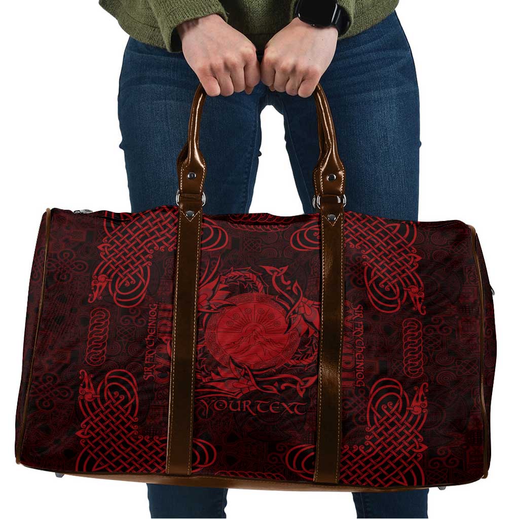 Personalized Brecknockshire Sir Frycheiniog Travel Bag Red Brecon Beacons Mountain Celtic-inspired - Wonder Print Shop