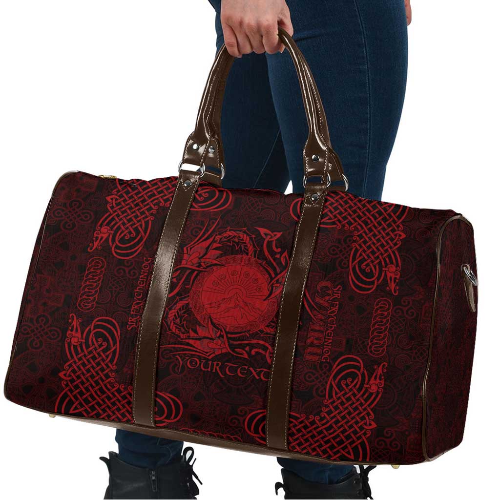 Personalized Brecknockshire Sir Frycheiniog Travel Bag Red Brecon Beacons Mountain Celtic-inspired - Wonder Print Shop