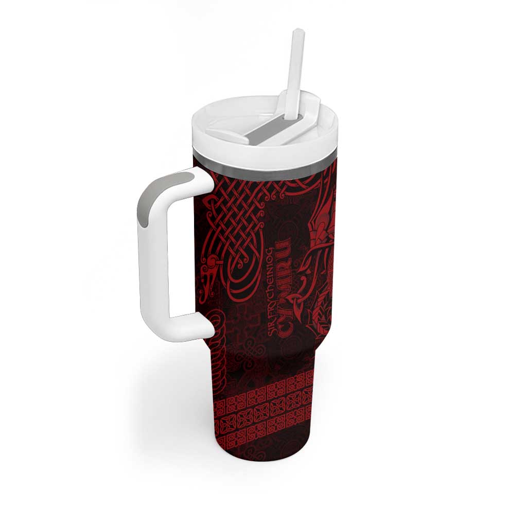 Personalized Brecknockshire Sir Frycheiniog Tumbler With Handle Red Brecon Beacons Mountain Celtic-inspired - Wonder Print Shop