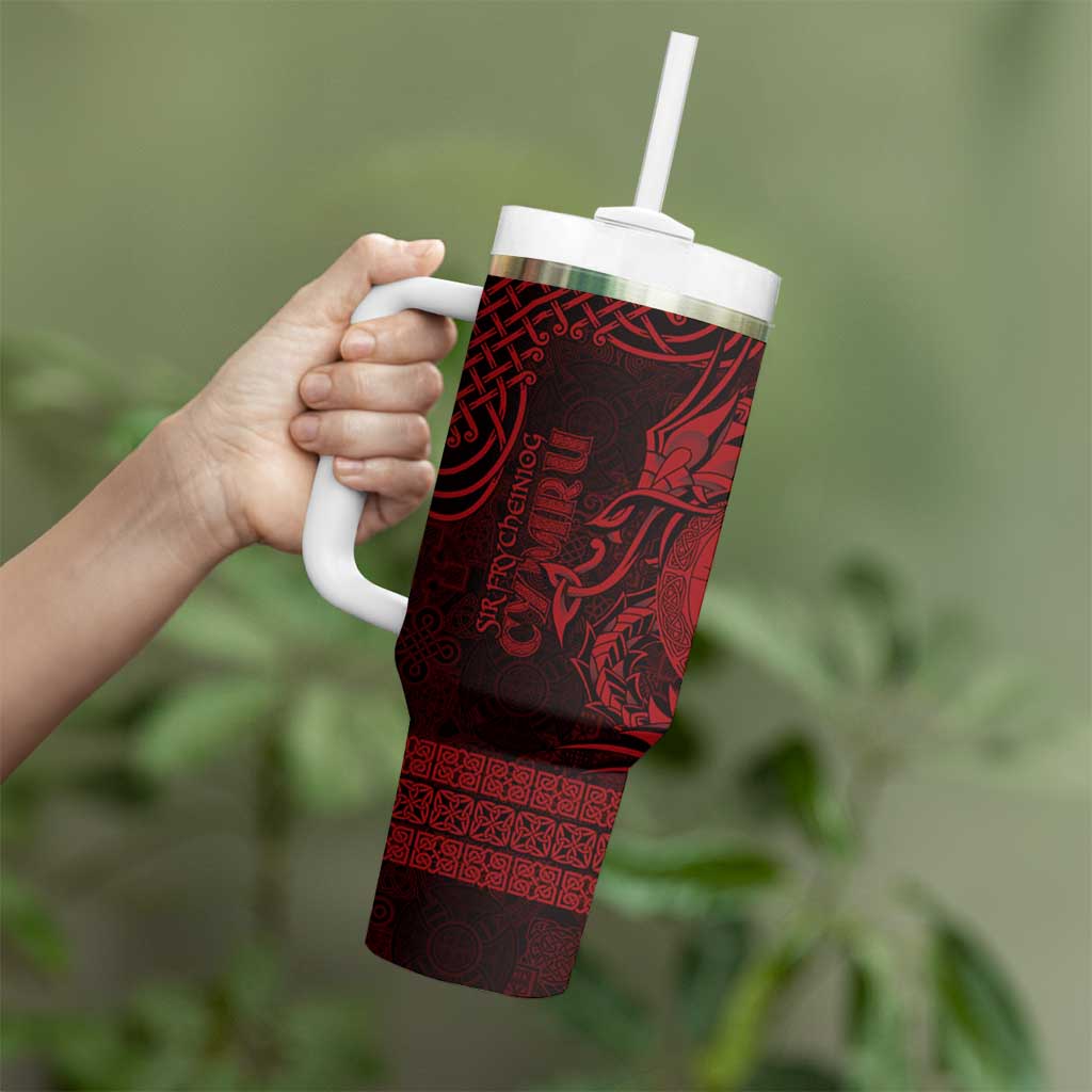 Personalized Brecknockshire Sir Frycheiniog Tumbler With Handle Red Brecon Beacons Mountain Celtic-inspired - Wonder Print Shop
