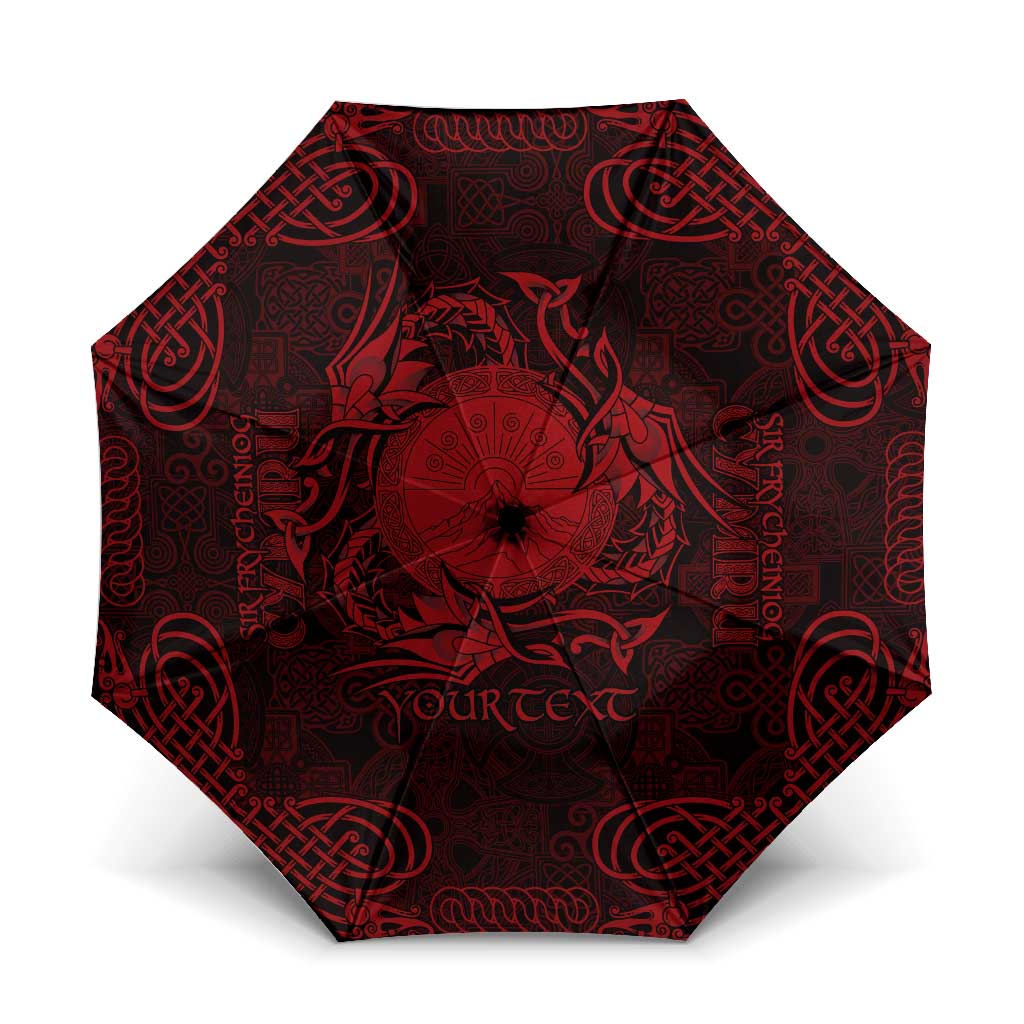 Personalized Brecknockshire Sir Frycheiniog Umbrella Red Brecon Beacons Mountain Celtic-inspired - Wonder Print Shop