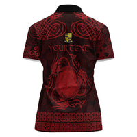 Personalized Brecknockshire Sir Frycheiniog Women Polo Shirt Red Brecon Beacons Mountain Celtic-inspired - Wonder Print Shop