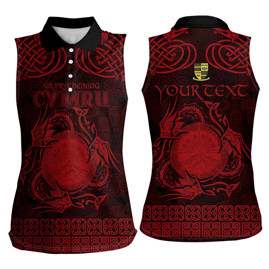 Personalized Brecknockshire Sir Frycheiniog Women Sleeveless Polo Shirt Red Brecon Beacons Mountain Celtic-inspired - Wonder Print Shop