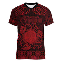 Personalized Brecknockshire Sir Frycheiniog Women V-Neck T-Shirt Red Brecon Beacons Mountain Celtic-inspired - Wonder Print Shop