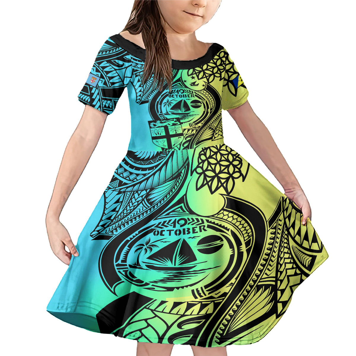 Malampa Fiji Day Family Matching Mermaid Dress and Hawaiian Shirt Vanuatu Sand Drawing With Polynesian Pattern LT9 - Wonder Print Shop