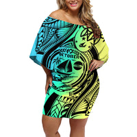 Malampa Fiji Day Family Matching Off Shoulder Short Dress and Hawaiian Shirt Vanuatu Sand Drawing With Polynesian Pattern LT9 - Wonder Print Shop
