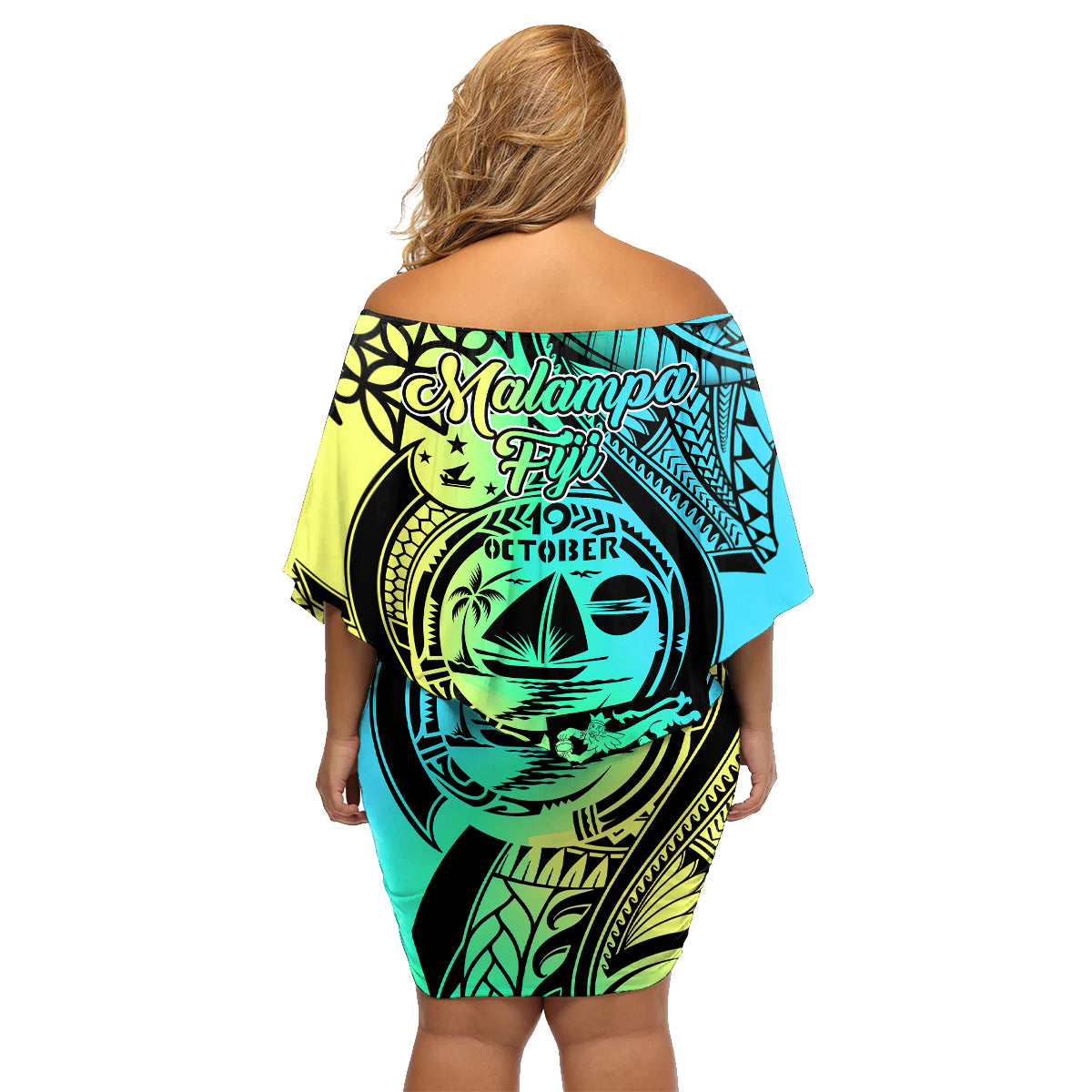 Malampa Fiji Day Family Matching Off Shoulder Short Dress and Hawaiian Shirt Vanuatu Sand Drawing With Polynesian Pattern LT9 - Wonder Print Shop