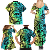 Malampa Fiji Day Family Matching Summer Maxi Dress and Hawaiian Shirt Vanuatu Sand Drawing With Polynesian Pattern - Wonder Print Shop
