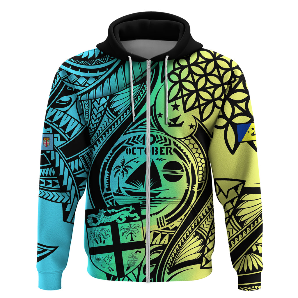 Malampa Fiji Day Hoodie Vanuatu Sand Drawing With Polynesian Pattern - Wonder Print Shop