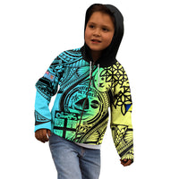 Malampa Fiji Day Kid Hoodie Vanuatu Sand Drawing With Polynesian Pattern - Wonder Print Shop
