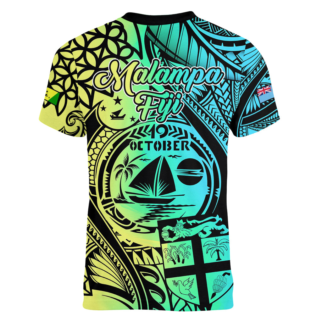 Malampa Fiji Day Women V Neck T Shirt Vanuatu Sand Drawing With Polynesian Pattern - Wonder Print Shop