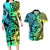 Personalised Malampa Fiji Day Couples Matching Long Sleeve Bodycon Dress and Hawaiian Shirt Vanuatu Sand Drawing With Polynesian Pattern LT9 - Wonder Print Shop