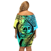 Personalised Malampa Fiji Day Family Matching Off Shoulder Short Dress and Hawaiian Shirt Vanuatu Sand Drawing With Polynesian Pattern LT9 - Wonder Print Shop