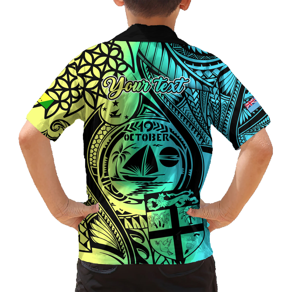 Personalised Malampa Fiji Day Family Matching Short Sleeve Bodycon Dress and Hawaiian Shirt Vanuatu Sand Drawing With Polynesian Pattern - Wonder Print Shop
