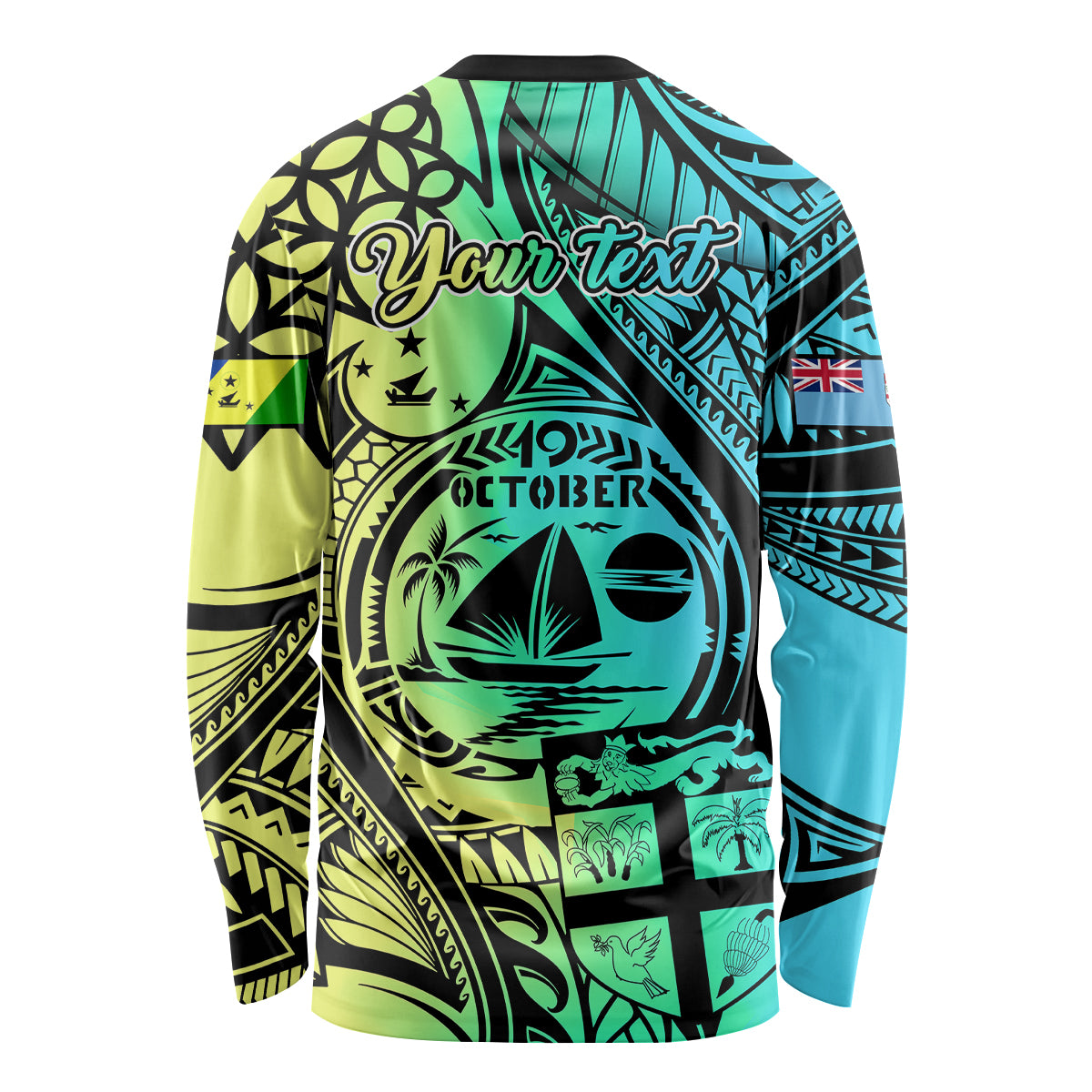 Personalised Malampa Fiji Day Long Sleeve Shirt Vanuatu Sand Drawing With Polynesian Pattern - Wonder Print Shop